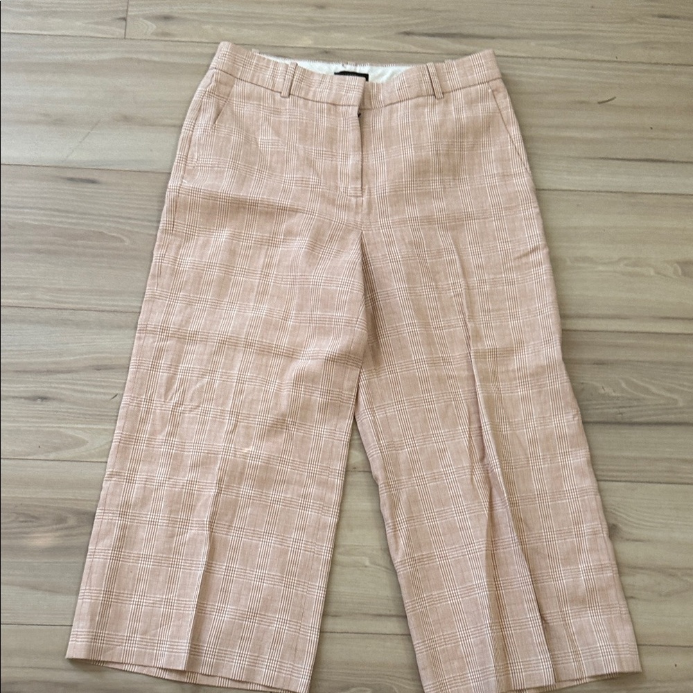 J. Crew Wide Leg Plaid Bermuda Pants